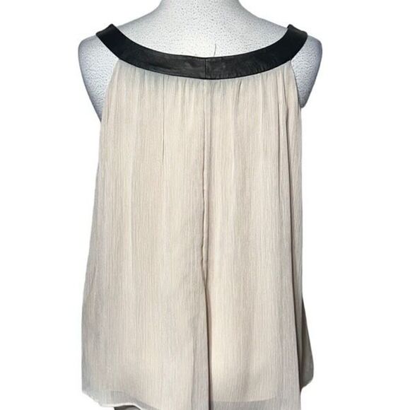 Alice + Olivia Sleeveless Chiffon Blouse with Leather Trim Size Small - Picture 4 of 5
